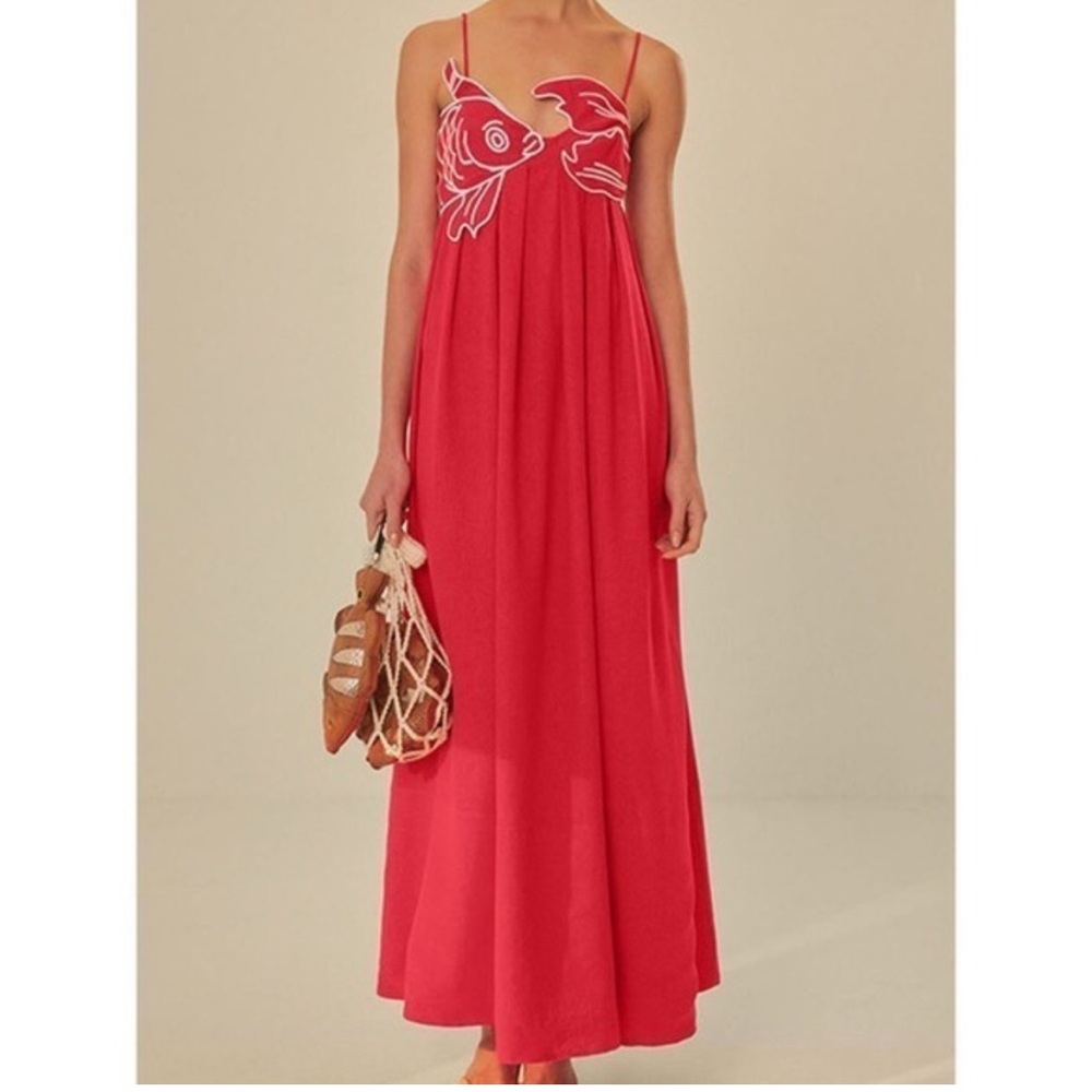 Embroidered Koi Fish Cami Dress
COLOR - Red, Size Medium